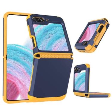 Imagem de Capa de telefone integrada com dobradiça de armadura para Samsung Galaxy Z Flip 5 4 3 Flip5 Flip4 Flip3 5G Capa protetora rígida, amarelo escuro, para Galaxy Z Flip 5