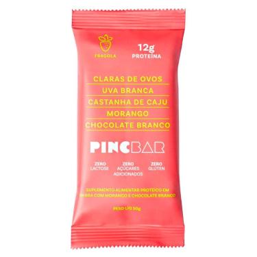 Imagem de Barra de Proteína PincBar Fragola com 12g de Proteína Sabor Morango com Chocolate Branco 50g