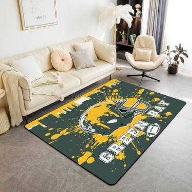 Imagem de Feelyou Green Bay Tapete de área 12 x 18 cm para quarto, futebol, cidade, sala de estar, macio, antiderrapante, decoração de futebol americano, tapete para casa, sala de jantar