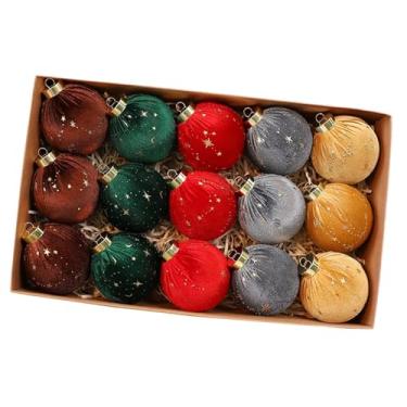 Imagem de Esquirla Bolas de Natal flocadas, enfeites, decorações para árvores de Natal, 8 cm, enfeites decorativos, pingentes para festas internas, 15 Peças 5 Cores