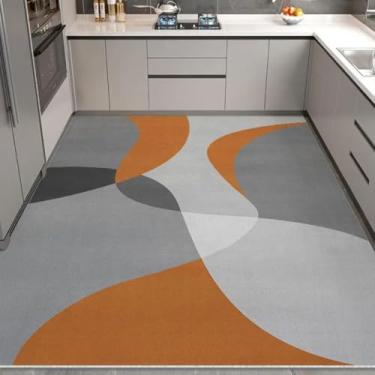 Imagem de Tapetes de estilo minimalista para sala de estar, cozinha, tapete de chão, área grande, varanda, couro de pvc, tapete para casa (100x200cm/G)