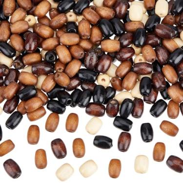 Imagem de SUNNYCLUE Cerca de 272 peças, 4 cores, contas de madeira natural, 11 x 9 mm, preto, bege, marrom, tingido, tubo, espaçadores com orifício de 2 mm para fazer joias, pulseiras, colares, artesanato DIY