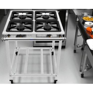 Imagem de Fogão Industrial 4 Bocas 40x40 Ap P8 em Aço Inox Leona - Mr Fogões
