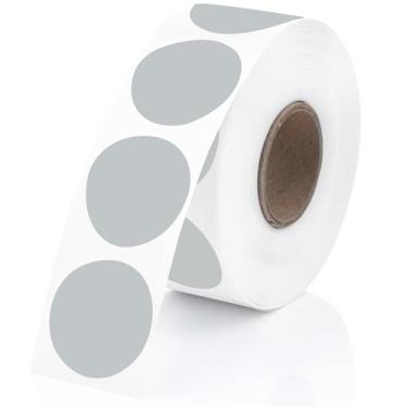 Imagem de Perco Etiquetas adesivas térmicas de círculo redondo cinza de 2,5 cm - 735 etiquetas por rolo, compatível com impressora térmica direta, adesivo permanente, cores vibrantes, fixação forte, perfurado