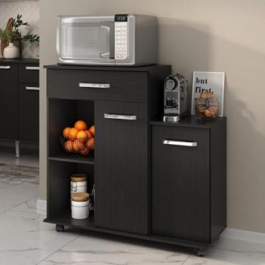 Imagem de Armário de Cozinha Balcão Multiuso para Microondas Multimóveis Mpf2189 Preto