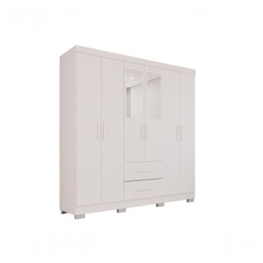 Imagem de Guarda-roupa Casal 6 Portas 2 Gavetas Com Espelho Estrela Premium Salleto Branco