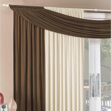 Imagem de Cortina Alana 2,00M X 1,70M Tabaco Com Palha Tecido Malha Para Sala Ou Quarto