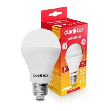 Imagem de Lâmpada Led Bolinha 9W 12V E27 Branco Frio 6500K - OUROLUX, 12V