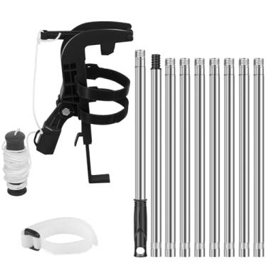 Imagem de Poste de extensão de lata de spray de 3,6 m com adaptador, suporte de pulverizador ajustável de 0-115° para limpeza doméstica e jardinagem externa - Poste telescópico de aço inoxidável para pintura de