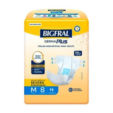 Imagem de Fralda Geriátrica Bigfral Derma Plus Tamanho M 8 Unidades, 8, M