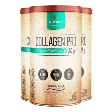 Imagem de Kit 3 Collagen Pro Colágeno Hidrolisado Neutro Nutrify 450g