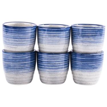 Imagem de Whitenesser Conjunto de 6 copos de saquê de cerâmica estilo japonês, taças de vinho de saquê feitas à mão para jantar de sushi, entretenimento asiático e bares domésticos elegante, design minimalista