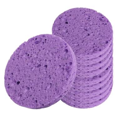Imagem de harayaa Esponjas faciais removem a maquiagem suavemente, limpam e purificam a pele, essenciais para viagens e cuidados com pele. Esponja de limpeza facial, Roxo, 10 Peças