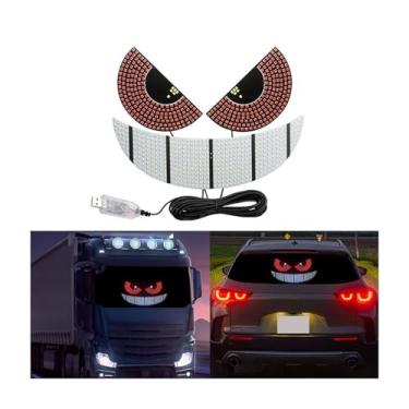 Imagem de Luz de olhos de diabo para carros, luz de olho de diabo para para-brisas, olhos de LED de carro Plug and Play, 11 modos de iluminação dinâmicos personalizados luzes de olho de carro