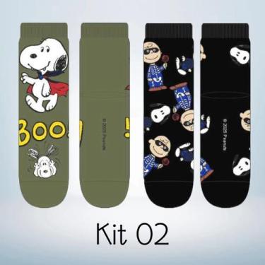 Imagem de Kit com 2 Pares de Meia Infantil Menino Snoopy (Peanuts)  Produto Lice