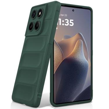 Imagem de BonYonka Capa de silicone para Motorola Moto Edge 60 Fusion, forro de microfibra antiarranhões, capa à prova de choque com proteção para câmera, verde