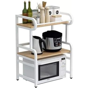 Imagem de HHHJQFAAT Suporte de micro-ondas ajustável para forno de microondas, rack de cozinha, micro-ondas, panela de arroz, suporte de armazenamento de forno, suporte de impressora de cozinha (A )