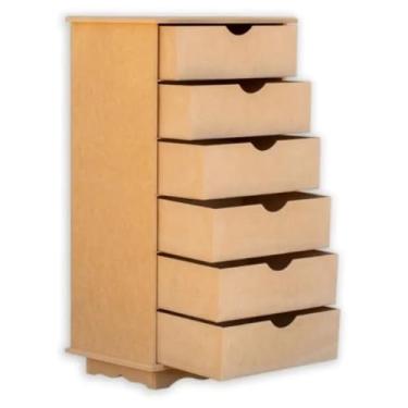 Imagem de Organizador 6 Gavetas Folhas A4 Escritório Gaveteiro Mdf Cru