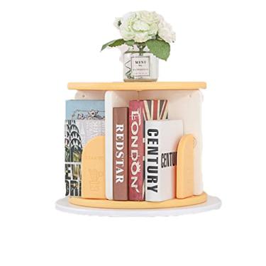 Imagem de Estante rotativa, estante de livros simples, redonda, pequena estante de mesa para sala de estar, escritório, quarto, estante com armazenamento