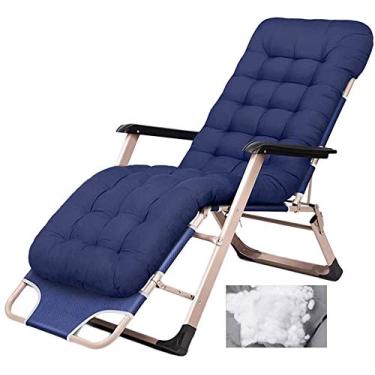 Imagem de Espreguiçadeira de jardim, espreguiçadeira, dobrável, cadeiras de pátio com gravidade zero, espreguiçadeira reclinável, dobrável, para escritório, praia, com almofadas, suporta 200 kg, azul