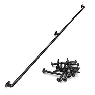 Imagem de FZZIBQYR Rampa de escada para ambientes internos/externos, rampa de escada industrial para escadas, design tubular, rampa de escada para escadas internas, degraus externos, janelas, terraços, varandas