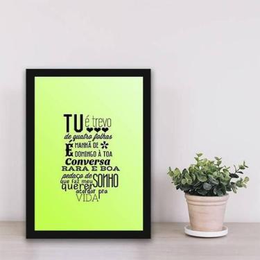 Imagem de Quadro Decorativo Tu É Trevo De Quatro Folhas  Moldura Preta - Quadros