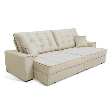 Imagem de Sofá 5 Lugares Retrátil e Reclinável Splendore Veludo Bege