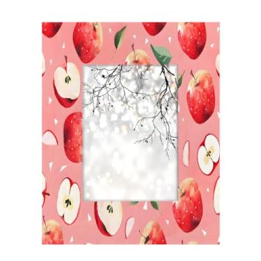 Imagem de Porta-retratos 12,8 x 17,8 cm, linda moldura de maçã de fruta, feita de madeira maciça, 13,8 x 17,8 cm, para exibição de mesa e montagem na parede, para decoração de casa e ideias de presentes para a