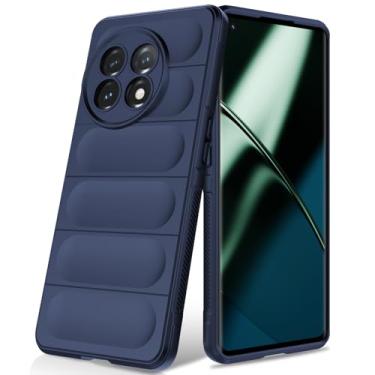 Imagem de BonYonka Capa de silicone para OnePlus 11, forro de microfibra antiarranhões, capa à prova de choque com proteção para câmera, azul