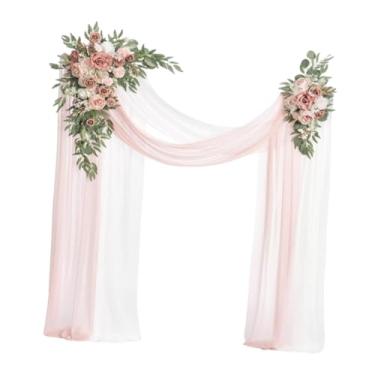 Imagem de KiBcsLic 2x Arco de flores de casamento, decoração de casamento, flores de seda, festa, guirlanda artesanal, folhas verdes, cerimônia, artificiais rústicas,