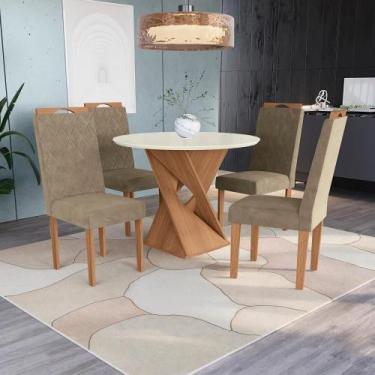 Imagem de Conjunto Sala De Jantar Luna Kappesberg 4 Cadeiras Veludo Bege
