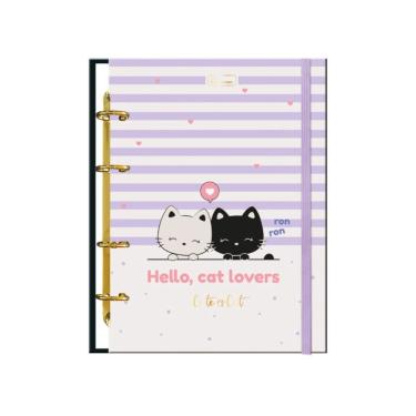 Imagem de Caderno Colegial Argolado Cute Cat 4 Furos 80 Folhas Capa Dura Cadersil Modelo 2