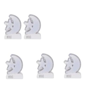 Imagem de Kit 5 Abajur De Tomada Lua Estrela Bivolt Luminária Luz Led Branco Branco 127/220v