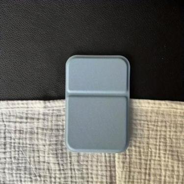 Imagem de Espelho de maquiagem dobrável, espelho portátil de couro PU com suporte ajustável, espelho de bolso ultrafino compacto para presentes de mesa de toucador - azul