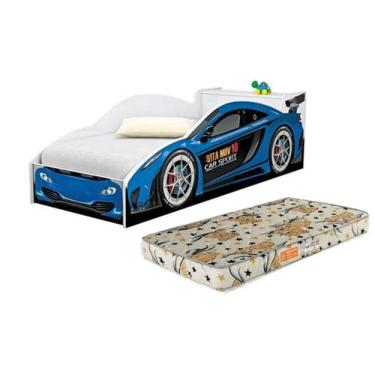 Imagem de Cama Carro Infantil Com Báu e Colchão - N&E Loja, Azul