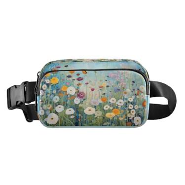 Imagem de CEBUGI Mini pochetes de caminhada para homens e mulheres, pochetes de flores modernas resistentes à água com cinto ajustável para treino, viagem, corrida