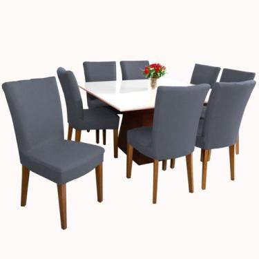 Imagem de Kit 6 Capas de Cadeiras Sala de Jantar Em Malha Lavável 100% Poliéster