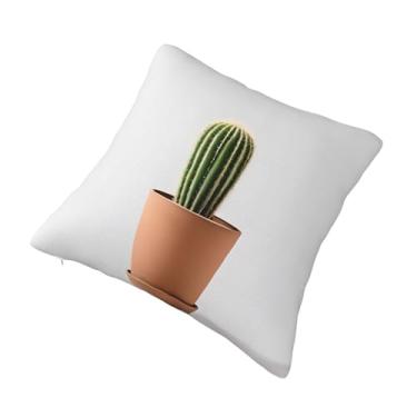 Imagem de Almofada quadrada decorativa com estampa de plantas - Design reversível, zíper oculto, poliéster macio para sofá, cama e carro - Hipoalergênico 56 x 56 cm