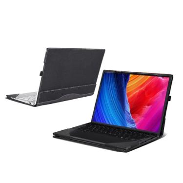 Imagem de WODBAO Capa para laptop ASUS ProArt PX13 (HN7306) [não compatível com nenhum outro modelo], capa de bolso interno de couro PU 2 em 1 (cinza escuro)