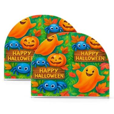 Imagem de Wassud Porta-guardanapos acrílico para cena de Halloween alegre, dispensador de guardanapos de papel moderno em forma de U para mesa, cozinha, sala de jantar, bancada 2 peças (comporta 50-60