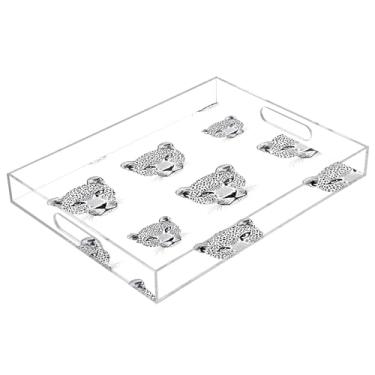 Imagem de STAYTOP Bandeja de servir de acrílico com estampa de leopardo, 15,7 x 11,20 cm, bandejas decorativas à prova de derramamento, organizador de bancada para café da manhã, chá, comida, maquiagem