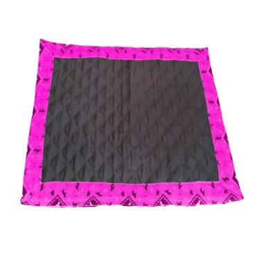 Imagem de Tapete Higiênico Impermeável para Pet, Marrom Escuro, Reutilizável e Lavável, Base Matelada com 3 Camadas, Microfibra com Bordas Estampadas (Pink, Grande)
