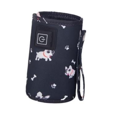 Imagem de Esquirla Aquecedor de mamadeira USB com isolamento térmico para viagens, mantém a mamadeira aquecida durante a amamentação, Cachorro Preto