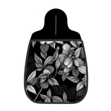 Imagem de Lixeira De Carro Organizador Lixinhocar Folhas Floral Preto Branco