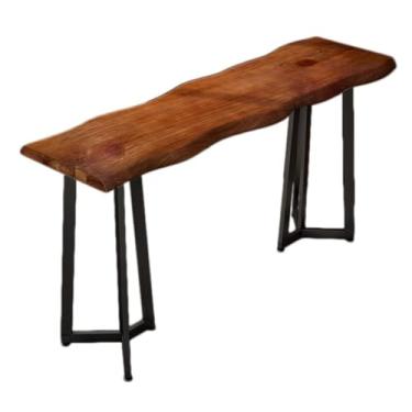 Imagem de Mesa de bar Mesa de bar longa madeira com estrutura metal, mesa retangular alta para cozinha, sala jantar e estar(200 * 45 * 105cm)