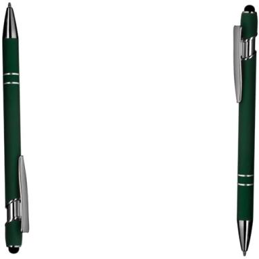 Imagem de Caneta Esferográfica em Metal com Ponta Touch, Escrita Azul, Corpo Emborrachado, Grip Ergonômico, Refil Tipo Parker, 1 Unidade (Kit 2 Verde)