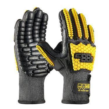 Imagem de COOLJOB Luvas antivibração, luvas de trabalho resistentes a cortes A6 masculinas, luvas mecânicas de redução de impacto TPR, patch de borracha de palma, absorção de choque de segurança, M