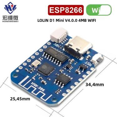Imagem de Placa IoT WEMOS D1 Mini V4.00 USB WIFI ESP8266 4MB LOLIN 12C MicroPyth