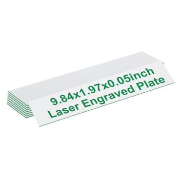 Imagem de PATIKIL Placas de nome em branco, placas de nome gravadas de 25 x 5 cm, placa de nome personalizada, placas de porta, etiquetas de mesa para escritório, sala de aula, branco com letra verde, 8 peças