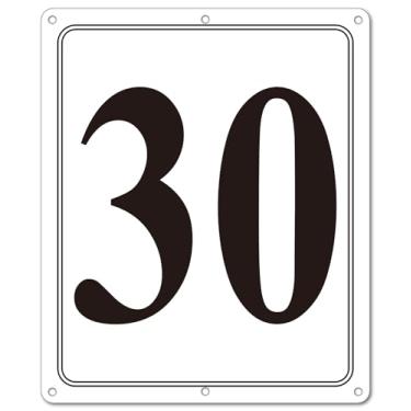 Imagem de i-CowFun Placa numerada de metal premium ao ar livre, refletiva 30,5 x 25,4 cm grandes placas numéricas de alumínio 30 para estacionamento, quadra de tênis, campo, armazém, corredor, edifício, doca